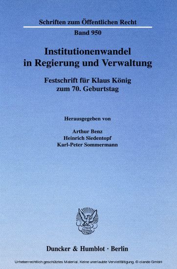 Institutionenwandel in Regierung und Verwaltung. main product photo