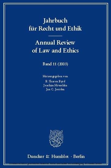 Jahrbuch für Recht und Ethik / Annual Review of Law and Ethics. main product photo