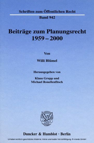 Beiträge zum Planungsrecht 1959-2000. main product photo