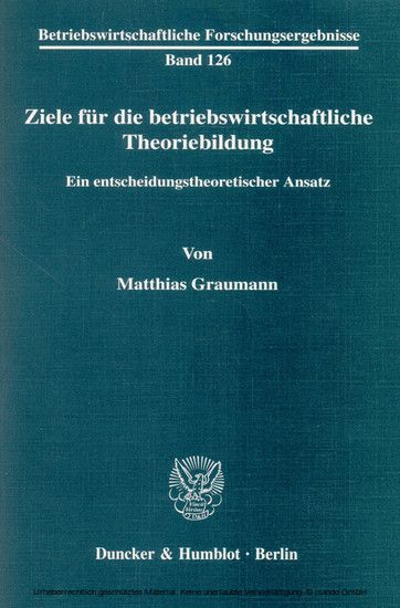 Ziele für die betriebswirtschaftliche Theoriebildung. main product photo