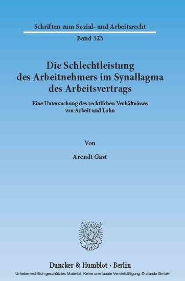 Die Schlechtleistung des Arbeitnehmers im Synallagma des Arbeitsvertrags. main product photo