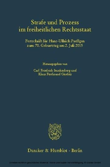 Strafe und Prozess im freiheitlichen Rechtsstaat. main product photo