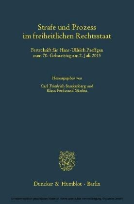 Strafe und Prozess im freiheitlichen Rechtsstaat.