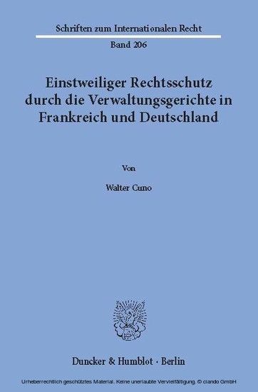 Einstweiliger Rechtsschutz durch die Verwaltungsgerichte in Frankreich und Deutschland. main product photo