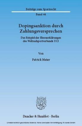 Dopingsanktion durch Zahlungsversprechen.
