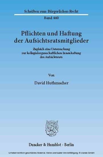 Pflichten und Haftung der Aufsichtsratsmitglieder. main product photo