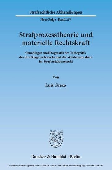 Strafprozesstheorie und materielle Rechtskraft. main product photo