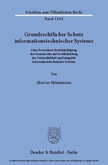 Grundrechtlicher Schutz informationstechnischer Systeme. main product photo