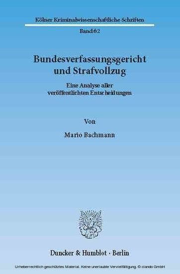 Bundesverfassungsgericht und Strafvollzug. main product photo