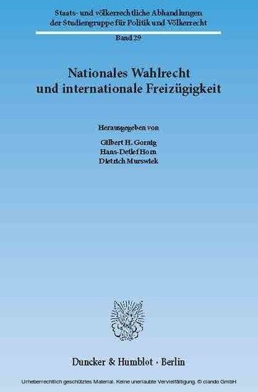 Nationales Wahlrecht und internationale Freizügigkeit. main product photo
