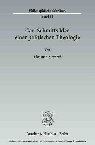 Carl Schmitts Idee einer politischen Theologie. main product photo