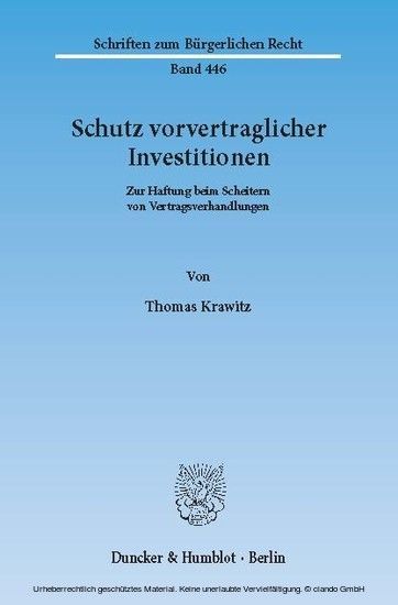 Schutz vorvertraglicher Investitionen. main product photo