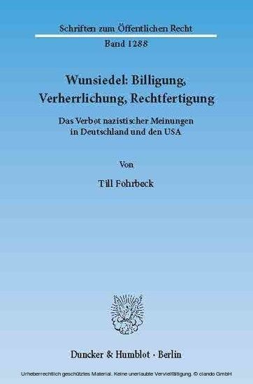 Wunsiedel: Billigung, Verherrlichung, Rechtfertigung. main product photo