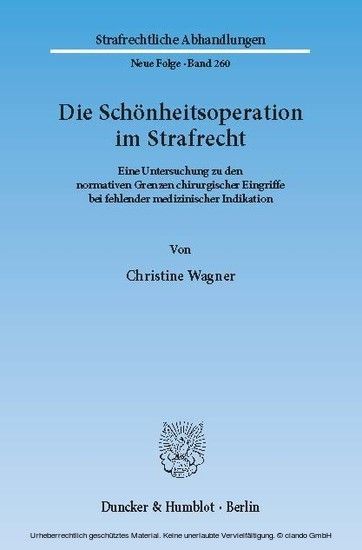 Die Schönheitsoperation im Strafrecht. main product photo