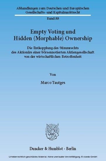 Empty Voting und Hidden (Morphable) Ownership. main product photo