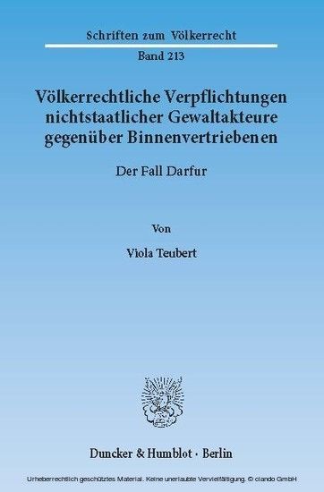 Völkerrechtliche Verpflichtungen nichtstaatlicher Gewaltakteure gegenüber Binnenvertriebenen. main product photo