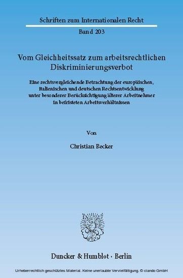 Vom Gleichheitssatz zum arbeitsrechtlichen Diskriminierungsverbot. main product photo