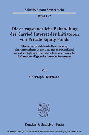 Die ertragsteuerliche Behandlung des Carried Interest der Initiatoren von Private Equity Fonds. main product photo