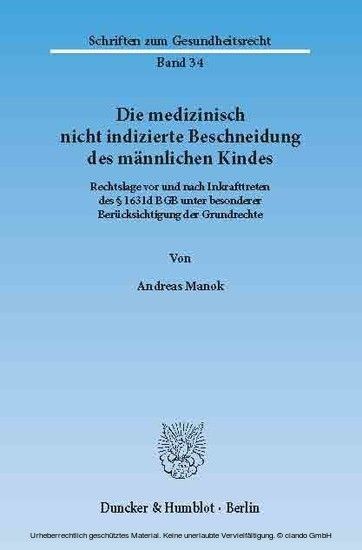 Die medizinisch nicht indizierte Beschneidung des männlichen Kindes. main product photo