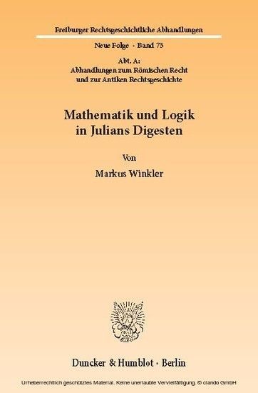 Mathematik und Logik in Julians Digesten. main product photo