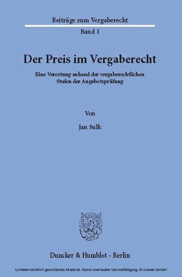Der Preis im Vergaberecht. main product photo