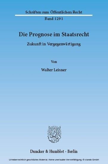 Die Prognose im Staatsrecht. main product photo