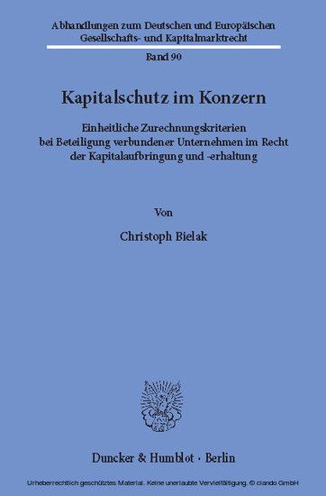 Kapitalschutz im Konzern. main product photo