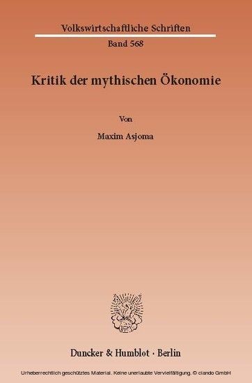 Kritik der mythischen Ökonomie. main product photo