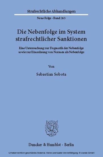 Die Nebenfolge im System strafrechtlicher Sanktionen. main product photo