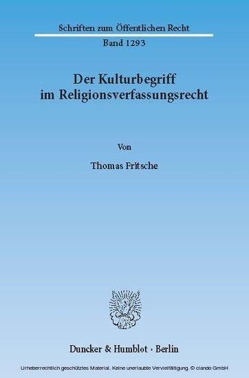 Der Kulturbegriff im Religionsverfassungsrecht. main product photo