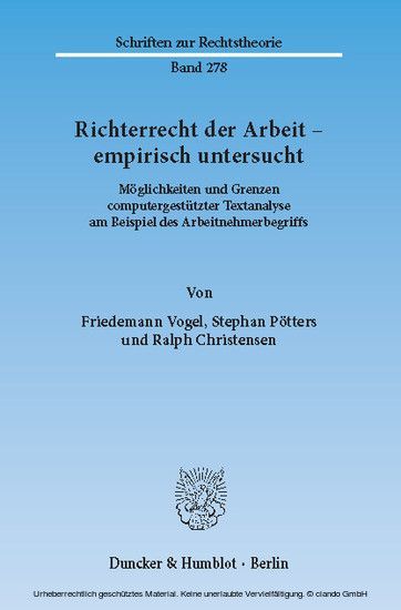 Richterrecht der Arbeit - empirisch untersucht. main product photo