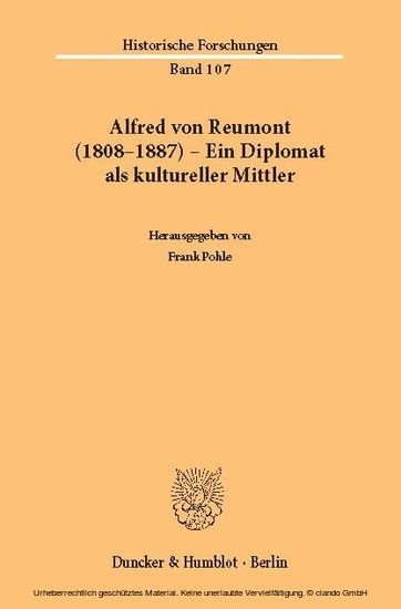Alfred von Reumont (1808-1887) - Ein Diplomat als kultureller Mittler. main product photo