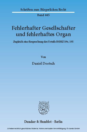Fehlerhafter Gesellschafter und fehlerhaftes Organ. main product photo