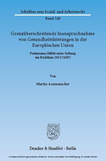 Grenzüberschreitende Inanspruchnahme von Gesundheitsleistungen in der Europäischen Union. main product photo