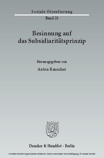 Besinnung auf das Subsidiaritätsprinzip. main product photo