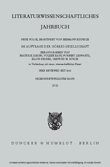 Literaturwissenschaftliches Jahrbuch. main product photo