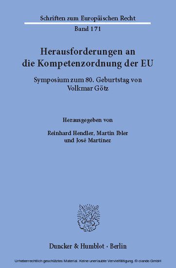 Herausforderungen an die Kompetenzordnung der EU. main product photo