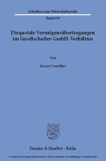 Disquotale Vermögensübertragungen im Gesellschafter-GmbH-Verhältnis. main product photo