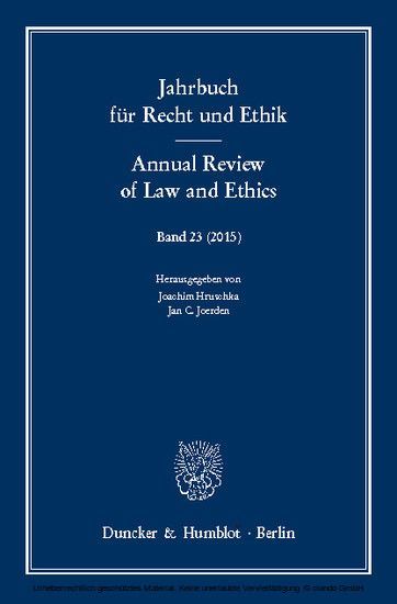 Jahrbuch für Recht und Ethik / Annual Review of Law and Ethics. main product photo