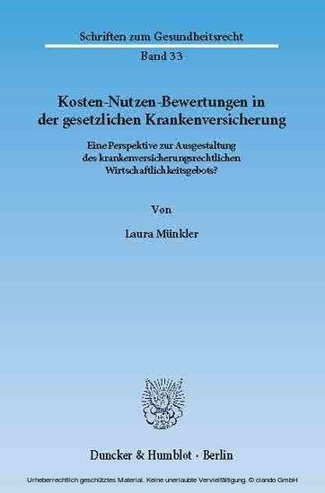 Kosten-Nutzen-Bewertungen in der gesetzlichen Krankenversicherung. main product photo