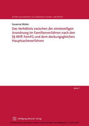 Das Verhältnis zwischen der einstweiligen Anordnung im Familienverfahren nach den 49ff. FamFG und dem deckungsgleichen Hauptsacheverfahren
