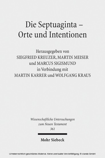 Die Septuaginta - Orte und Intentionen main product photo