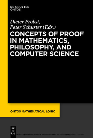 Concepts of Proof in Mathematics, Philosophy, and Computer Science main product photo