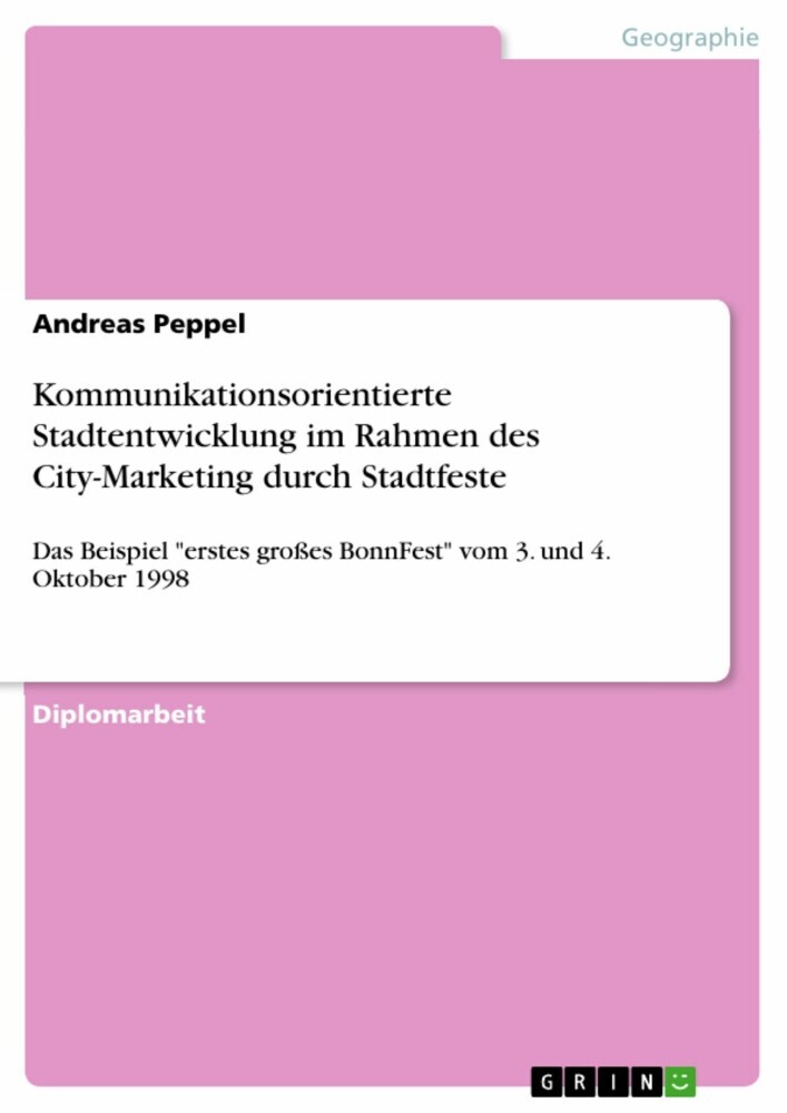 Kommunikationsorientierte Stadtentwicklungim Rahmen des City-Marketing durch Stadtfeste main product photo