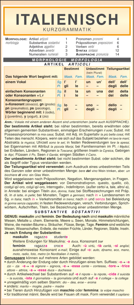 Leporello: Italienisch Kurzgrammatik - Die komplette Grammatik im Überblick main product photo