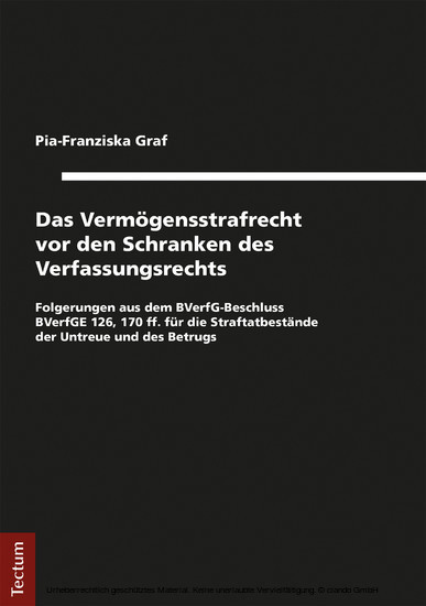 Das Vermögensstrafrecht vor den Schranken des Verfassungsrechts main product photo