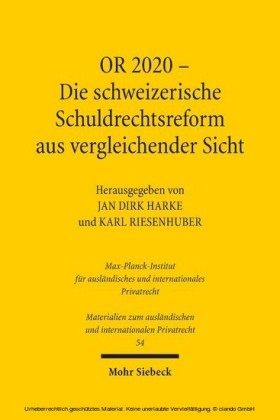 OR 2020 - Die schweizerische Schuldrechtsreform aus vergleichender Sicht