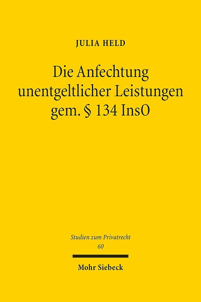 Die Anfechtung unentgeltlicher Leistungen gem. Paragraf 134 InsO main product photo