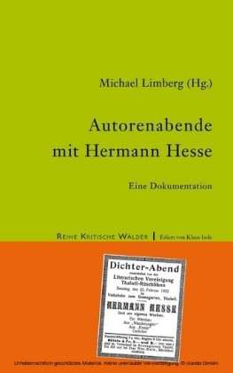 Autorenabende mit Hermann Hesse