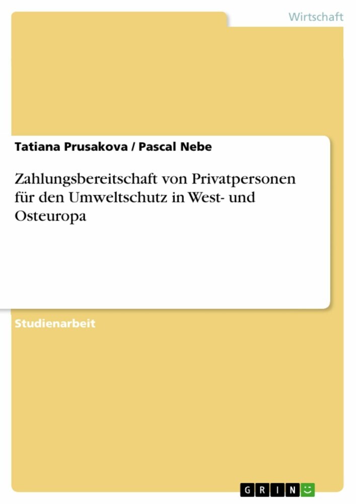 Zahlungsbereitschaft von Privatpersonen für den Umweltschutz in West- und Osteuropa main product photo